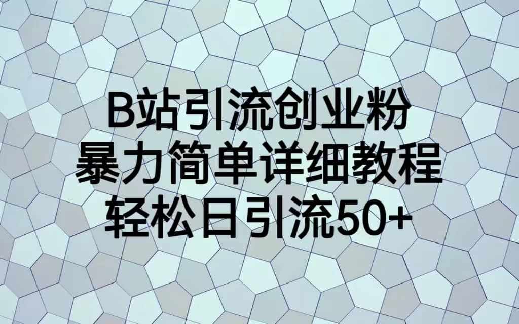 B站引流创业粉，暴力简单详细教程，轻松日引流50+-泰戈创艺资源库