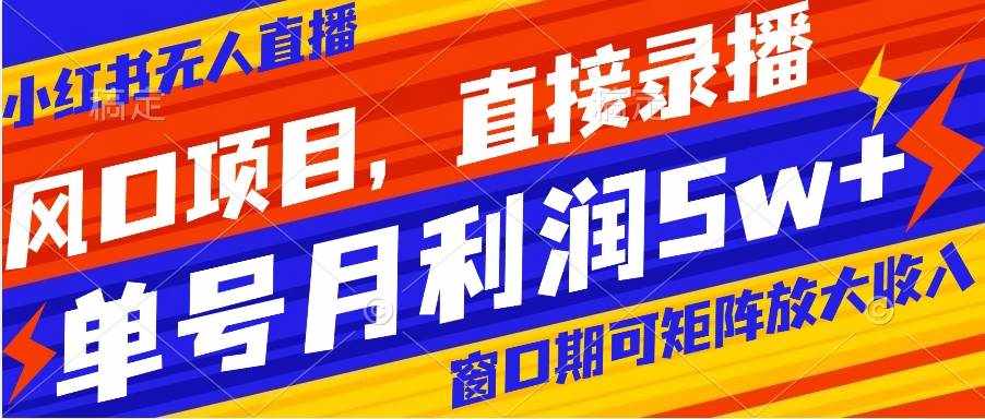 （8196期）风口项目，小红书无人直播带货，直接录播，可矩阵，月入5w+-泰戈创艺资源库