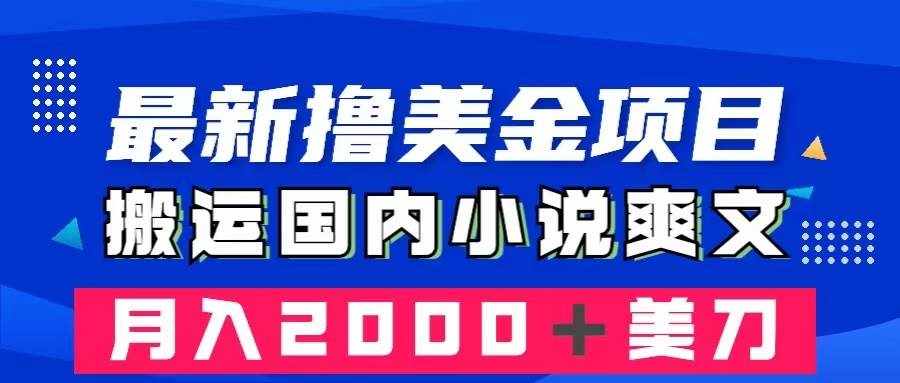（8215期）最新撸美金项目：搬运国内小说爽文，只需复制粘贴，月入2000＋美金-泰戈创艺资源库