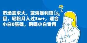 市场需求大,蓝海暴利项目,轻松月入过3w+,适合小白0基础,网赚小白专用-泰戈创艺资源库
