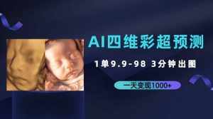 AI四维彩超预测，一单9.9-98，3分钟出图，一天变现1000+-泰戈创艺资源库