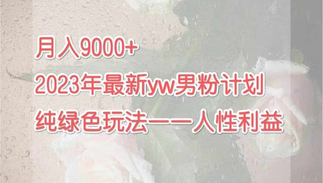 月入9000+2023年9月最新yw男粉计划绿色玩法——人性之利益-泰戈创艺资源库