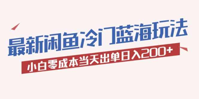 2023最新闲鱼冷门蓝海玩法，小白零成本当天出单日入200+-泰戈创艺资源库