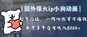 （8043期）全网爆火动画ip，多平台捞金，单号月收入8k+！可批量操作。（附拓展玩法）-泰戈创艺资源库