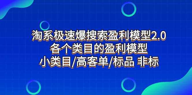 （7737期）淘系极速爆搜索盈利模型2.0，各个类目的盈利模型，小类目/高客单/标品 非标-泰戈创艺资源库