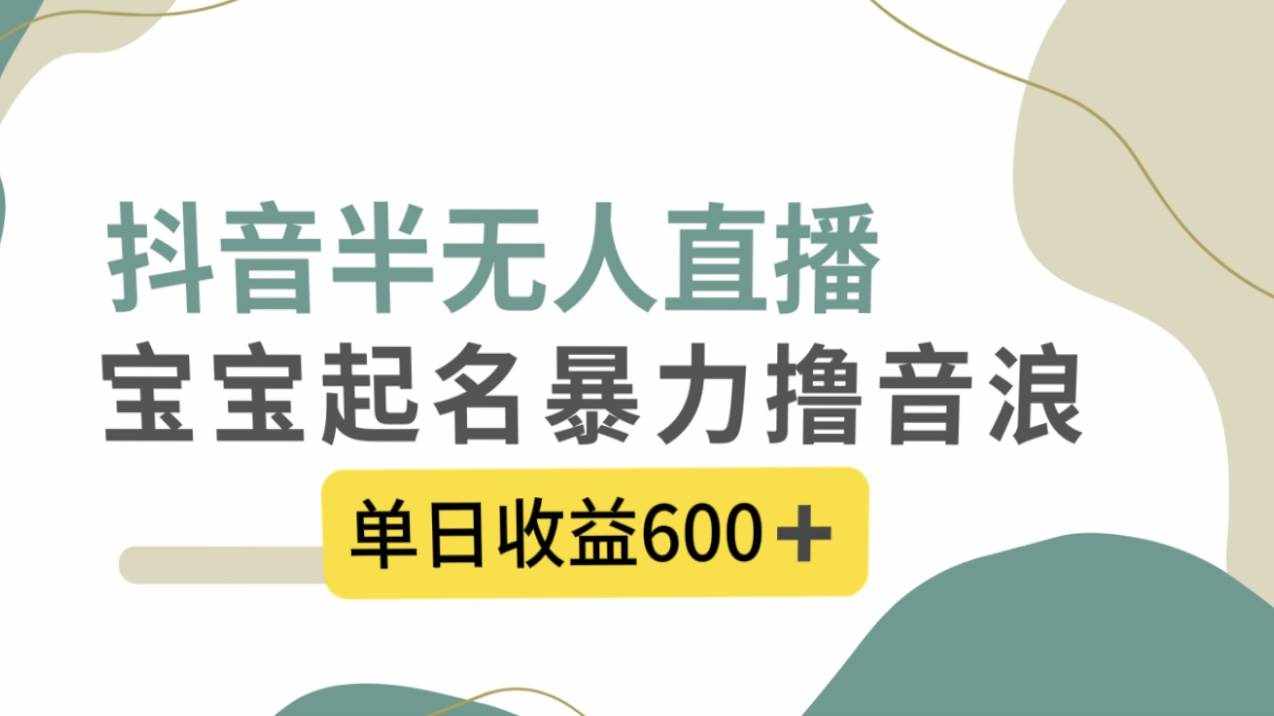 （8192期）抖音半无人直播，宝宝起名，暴力撸音浪，单日收益600+-泰戈创艺资源库