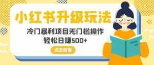 （8014期）小红书升级玩法，冷门暴利项目无门槛操作，轻松日赚500+-泰戈创艺资源库