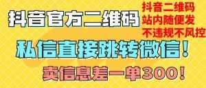 (7907期)价值3000的技术!抖音二维码直跳微信!站内无限发不违规!-泰戈创艺资源库