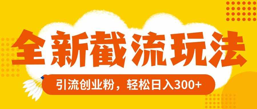 （8025期）全新截流玩法，精准引流创业粉，轻松日入300+-泰戈创艺资源库