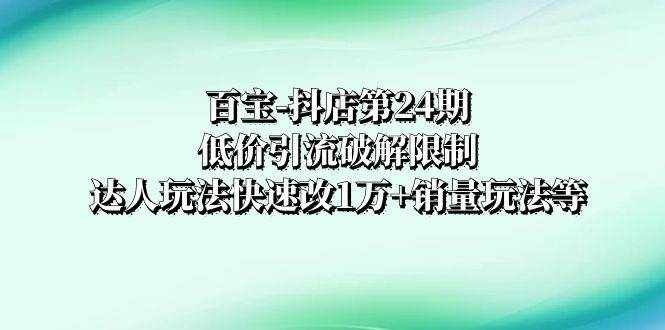 （8178期）百宝-抖店第24期：低价引流破解限制，达人玩法快速改1万+销量玩法等-泰戈创艺资源库