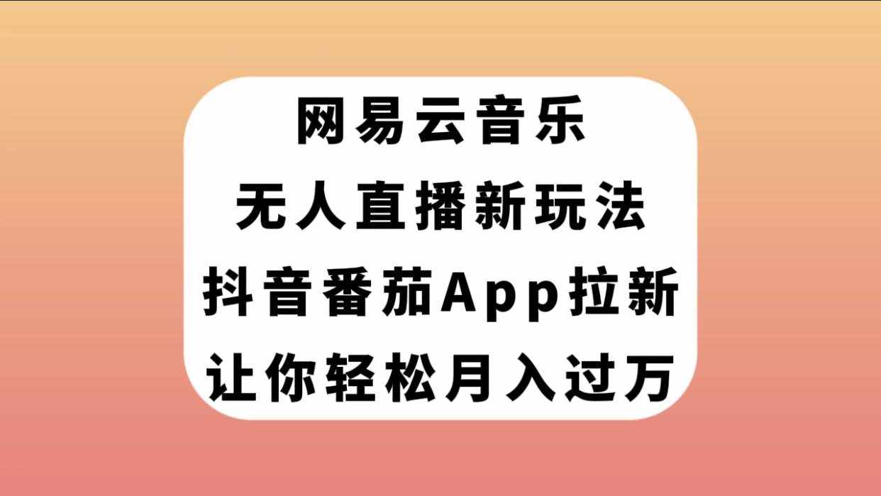 （7599期）网易云音乐无人直播新玩法，抖音番茄APP拉新，让你轻松月入过万-泰戈创艺资源库