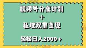 （7842期）视频号分成计划＋私域双重变现，轻松日入1000＋，无任何门槛，小白轻松上手-泰戈创艺资源库