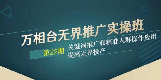 （7987期）万相台无界推广实操班【22期】关键词推广和精准人群操作应用，提高无界投产-泰戈创艺资源库