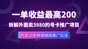 （7722期）一单收益200+拆解外面卖3980手机号卡推广项目（内含10多种保姆级推广玩法）-泰戈创艺资源库
