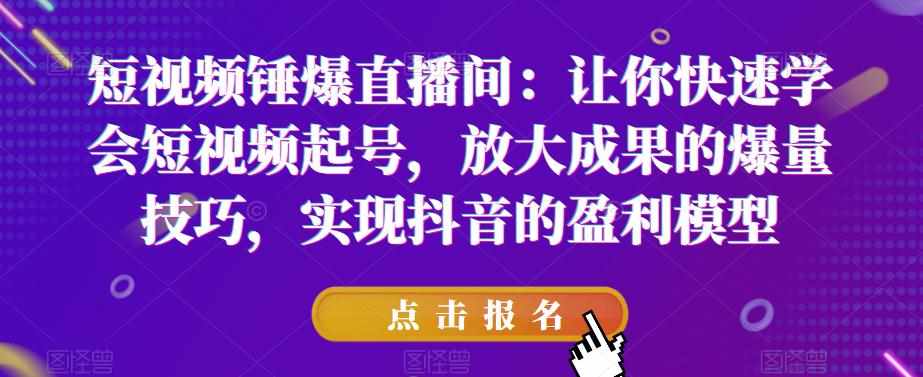 短视频锤爆直播间：让你快速学会短视频起号，放大成果的爆量技巧，实现抖音的盈利模型-泰戈创艺资源库