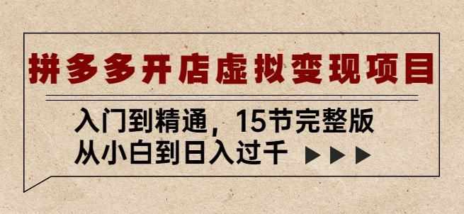 拼多多开店虚拟变现项目:入门到精通,从小白到日入过千(15节完整版)-泰戈创艺资源库