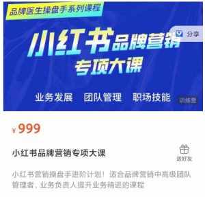 小红书品牌营销专项大课，操盘手进阶，一套能让你提升业务精进的课程-泰戈创艺资源库