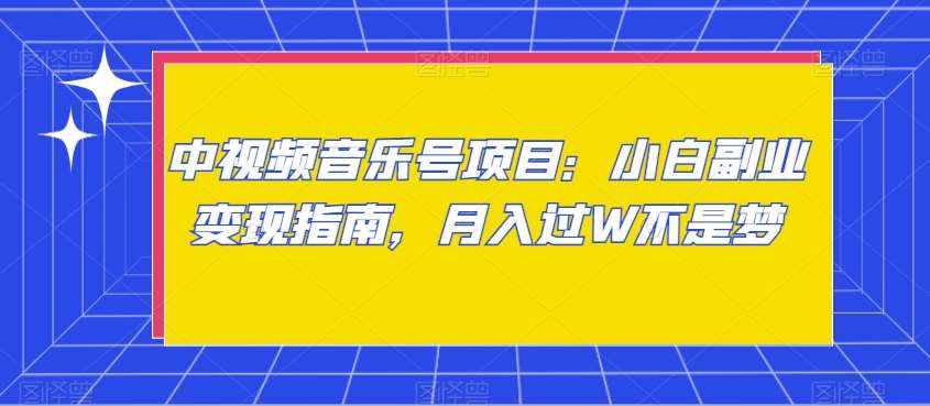 中视频音乐号项目：小白副业变现指南，月入过W不是梦【揭秘】-泰戈创艺资源库
