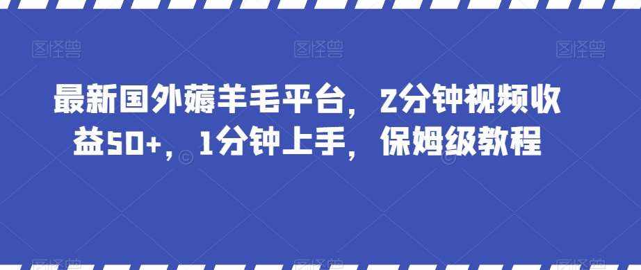 最新国外薅羊毛平台，2分钟视频收益50+，1分钟上手，保姆级教程【揭秘】-泰戈创艺资源库