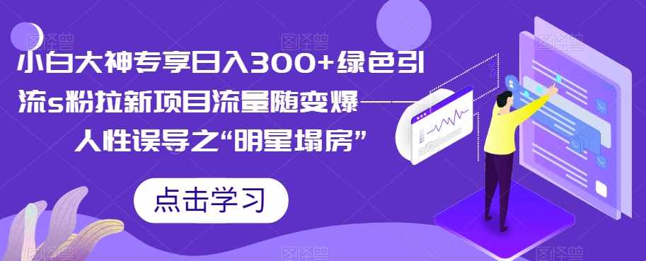 小白大神专享日入300+绿色引流s粉拉新项目流量随变爆——人性误导之“明星塌房”-泰戈创艺资源库