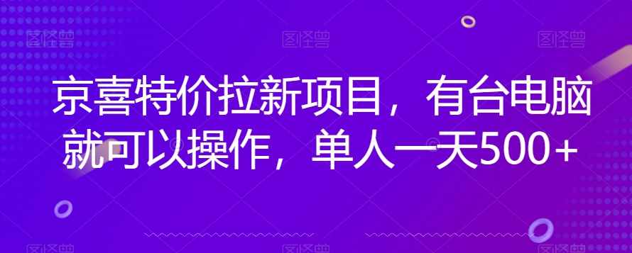 京喜特价拉新新玩法，有台电脑就可以操作，单人一天500+【揭秘】-泰戈创艺资源库