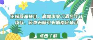 正规蓝海项目,高需求冷门酒店代订项目,简单无脑可长期稳定项目【揭秘】-泰戈创艺资源库