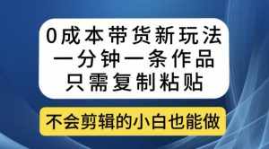 0成本带货新玩法，一分钟一条作品，只需复制粘贴就可以做-泰戈创艺资源库