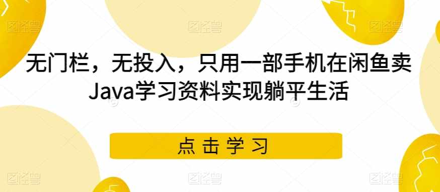 无门栏，无投入，只用一部手机在闲鱼卖Java学习资料实现躺平生活【揭秘】-泰戈创艺资源库