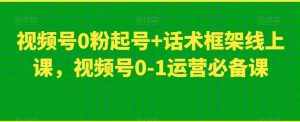 视频号0粉起号+话术框架线上课，视频号0-1运营必备课-泰戈创艺资源库