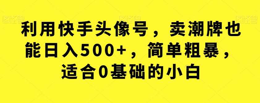 利用快手头像号,卖潮牌也能日入500+,简单粗暴,适合0基础的小白【揭秘】-泰戈创艺资源库
