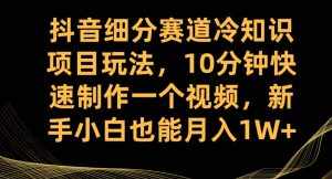 抖音细分赛道冷知识项目玩法，10分钟快速制作一个视频，新手小白也能月入1W+【揭秘】-泰戈创艺资源库