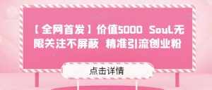 【全网首发】价值5000 Soul无限关注不屏蔽​精准引流创业粉-泰戈创艺资源库