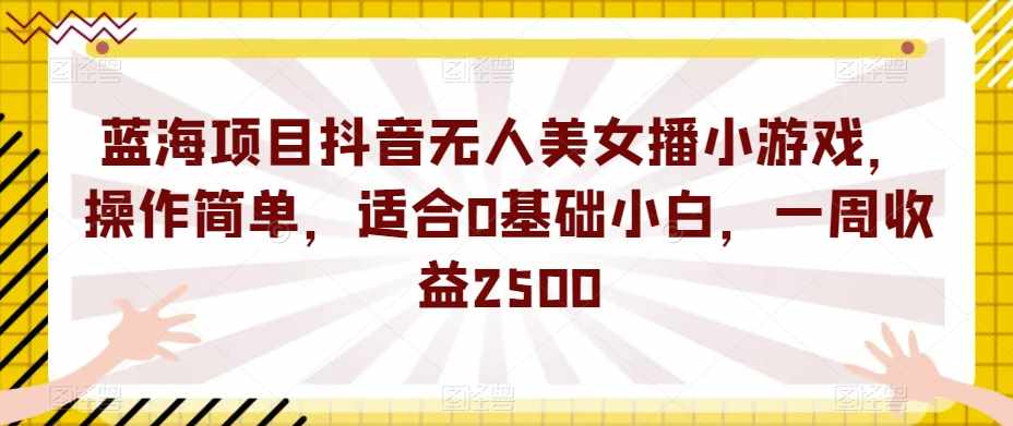 蓝海项目抖音无人美女播小游戏，操作简单，适合0基础小白，一周收益2500【揭秘】-泰戈创艺资源库