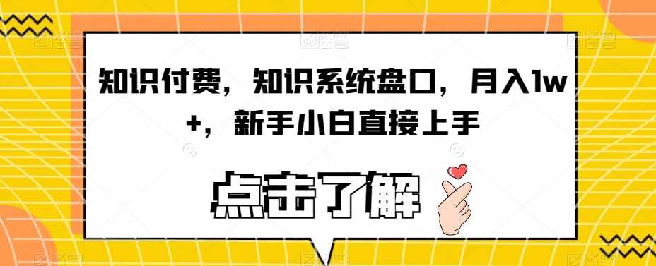 知识付费，知识系统盘口，月入1w+，新手小白直接上手-泰戈创艺资源库