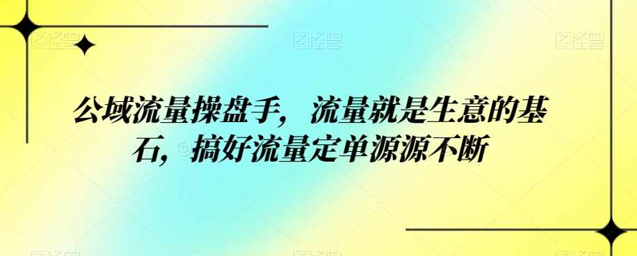 公域流量操盘手，流量就是生意的基石，搞好流量定单源源不断-泰戈创艺资源库