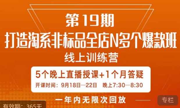 打造淘系非标全店N多个爆款线上课，​5天直播课-泰戈创艺资源库
