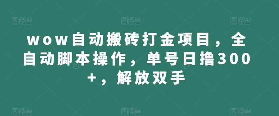 wow自动搬砖打金项目，全自动脚本操作，单号日撸300+，解放双手【揭秘】-泰戈创艺资源库