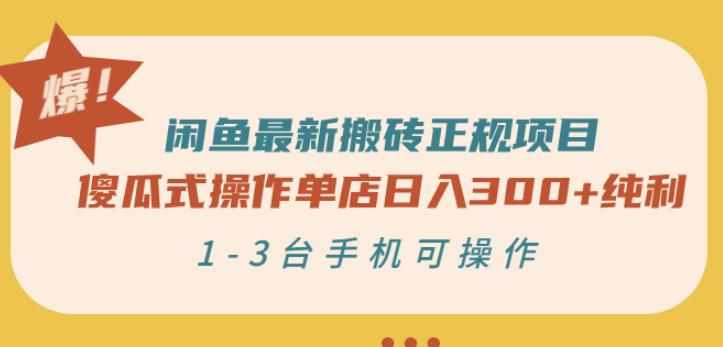 闲鱼最新搬砖正规项目：傻瓜式操作单店日入300+纯利，1-3台手机可操作-泰戈创艺资源库