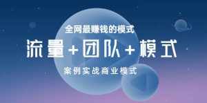 全网最赚钱的模式《流量+团队+模式》案例实战商业模式-泰戈创艺资源库