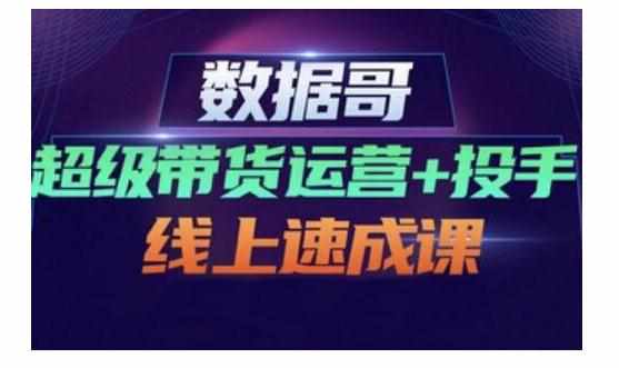 数据哥·超级带货运营+投手线上速成课，快速提升运营和熟悉学会投手技巧-泰戈创艺资源库