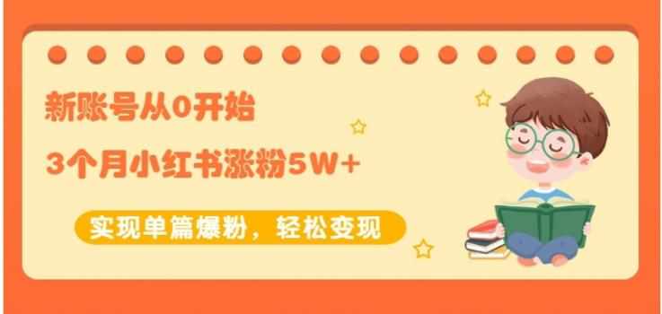 新账号从0开始3个月小红书涨粉5W+实现单篇爆粉，轻松变现（干货）-泰戈创艺资源库
