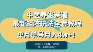 暴利赛道中医养生赛道最新矩阵玩法，单月单号月入4w+！【揭秘】-泰戈创艺资源库