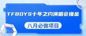 最新蓝海项目，靠最近非常火的TFBOYS十年之约演唱会流量掘金，八月必做的项目【揭秘】-泰戈创艺资源库