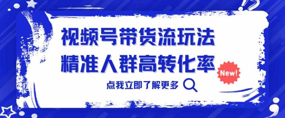 视频号带货流玩法，精准人群高转化率，0基础也可以上手【揭秘】-泰戈创艺资源库