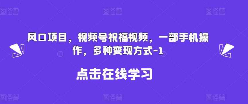 新风口项目，视频号祝福视频，一部手机操作，多种变现方式【揭秘】-泰戈创艺资源库