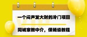 一个闷声发大财的冷门项目,同城家教中介,操作简单,一个月变现7000+,保姆级教程-泰戈创艺资源库