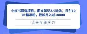 小红书蓝海项目,图文笔记2.0玩法,日引100+精准粉,轻松月入过10000【揭秘】-泰戈创艺资源库
