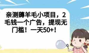 亲测薅羊毛小项目,2毛钱一个广告,提现无门槛!一天50+【揭秘】-泰戈创艺资源库