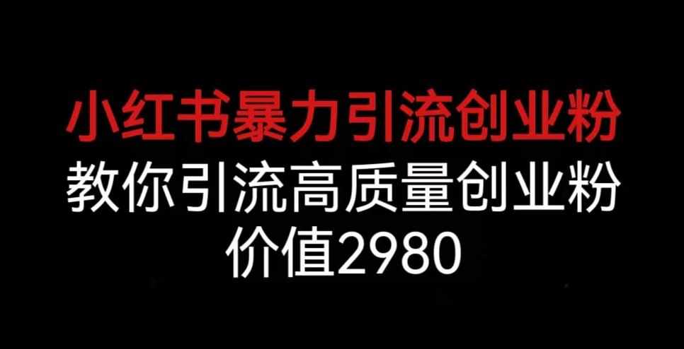 小红书暴力引流创业粉，教你引流高质量创业粉，价值2980【揭秘】-泰戈创艺资源库