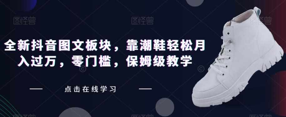 全新抖音图文板块，靠潮鞋轻松月入过万，零门槛，保姆级教学【揭秘】-泰戈创艺资源库